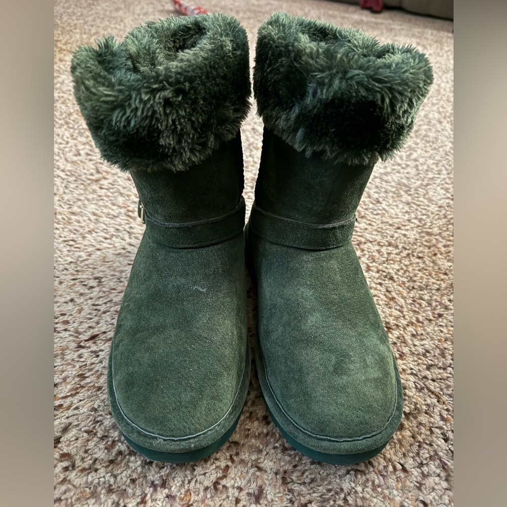 Lamo Forest Green Ankle Boots with Faux Fur